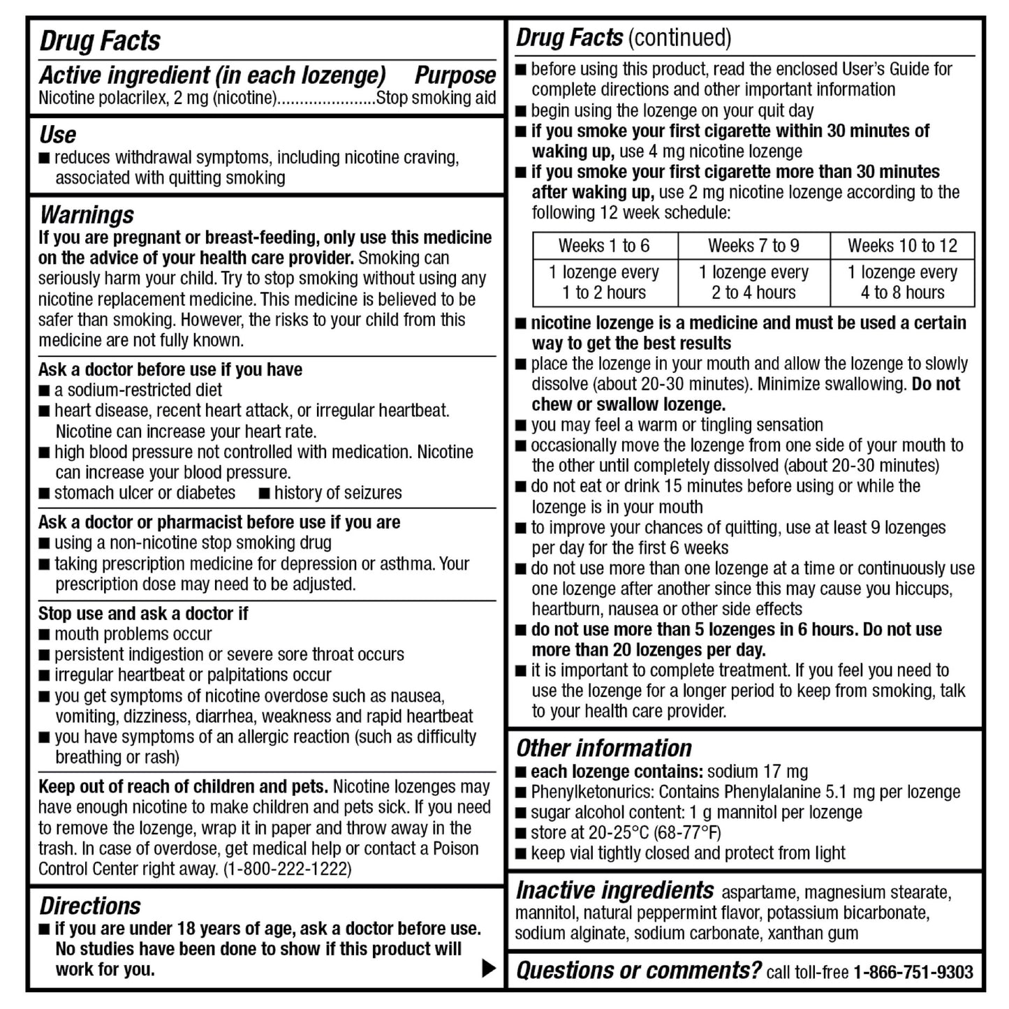KIRKLAND SIGNATURE QUIT2 2MG LOZENGE MINT 270 COUNT • HSA/FSA ELIGIBLE • NICOTINE POLACRILEX • ACTIVE INGREDIENT