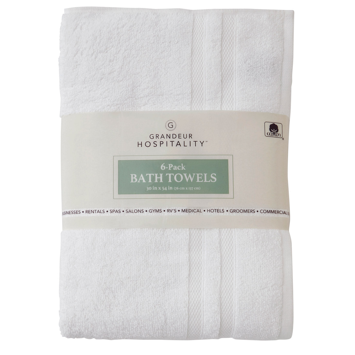 GRANDEUR HOSPITALITY BATH TOWEL 6PK • 564 GSM