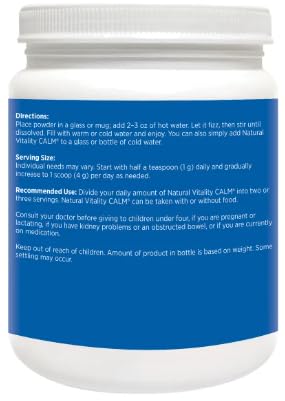 Natural-Vitality Calm Magnesium Citrate Powder, Raspberry Lemon Flavor, 20 Ounces