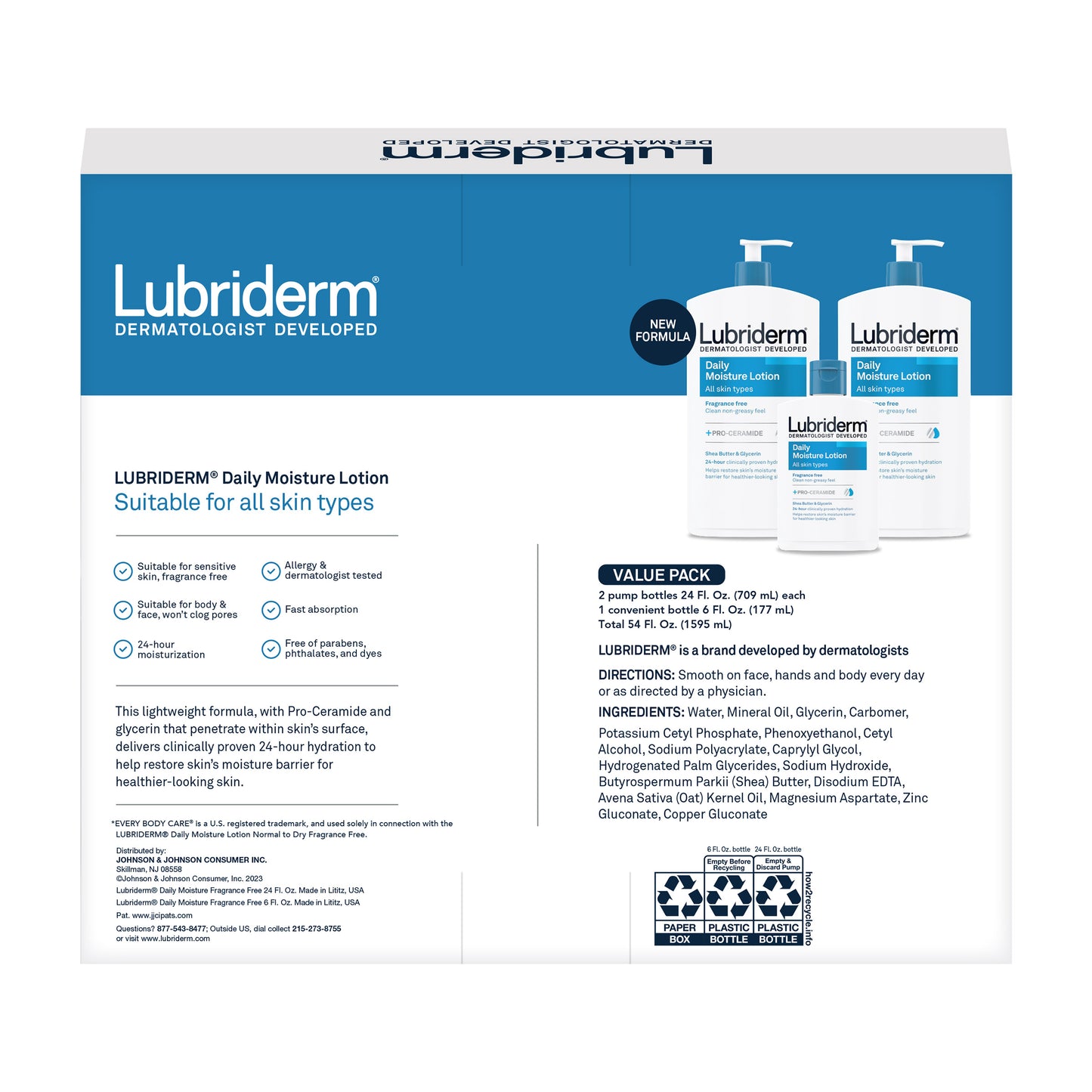 LUBRIDERM DAILY MOISTURE LOTION FRAGRANCE FREE 54FL OZ