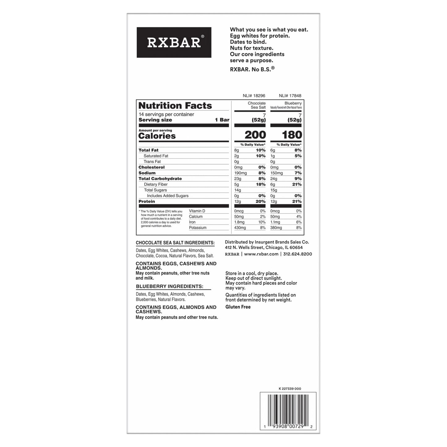 RXBAR NUT BUTTER & OAT BARS 14/ 1.9 OZ