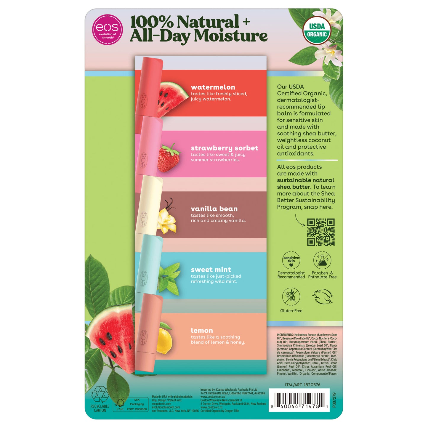 EOS ORGANIC LIP BALM 9CT STICKS ASST FLAVOR