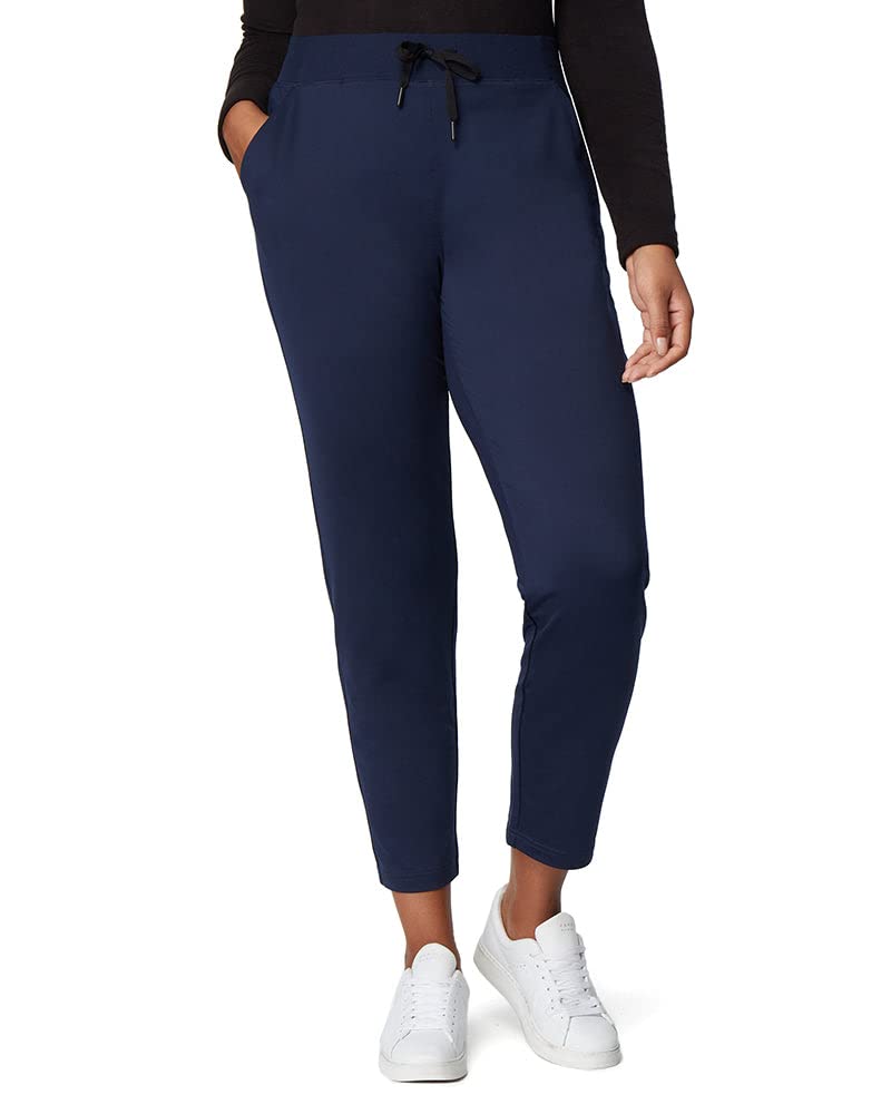 32 DEGREEES Women's Ultra Comfy Everyday Pants| Adjustable Drawstring | 4-Way Stretch | Modern-Fit | Office, Dress Blue, Large