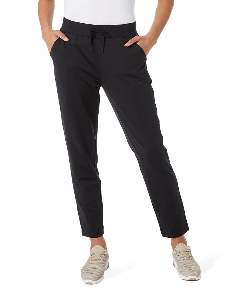 32 DEGREEES Women's Ultra Comfy Everyday Pants| Adjustable Drawstring | 4-Way Stretch | Modern-Fit | Office, Black, XX-Large
