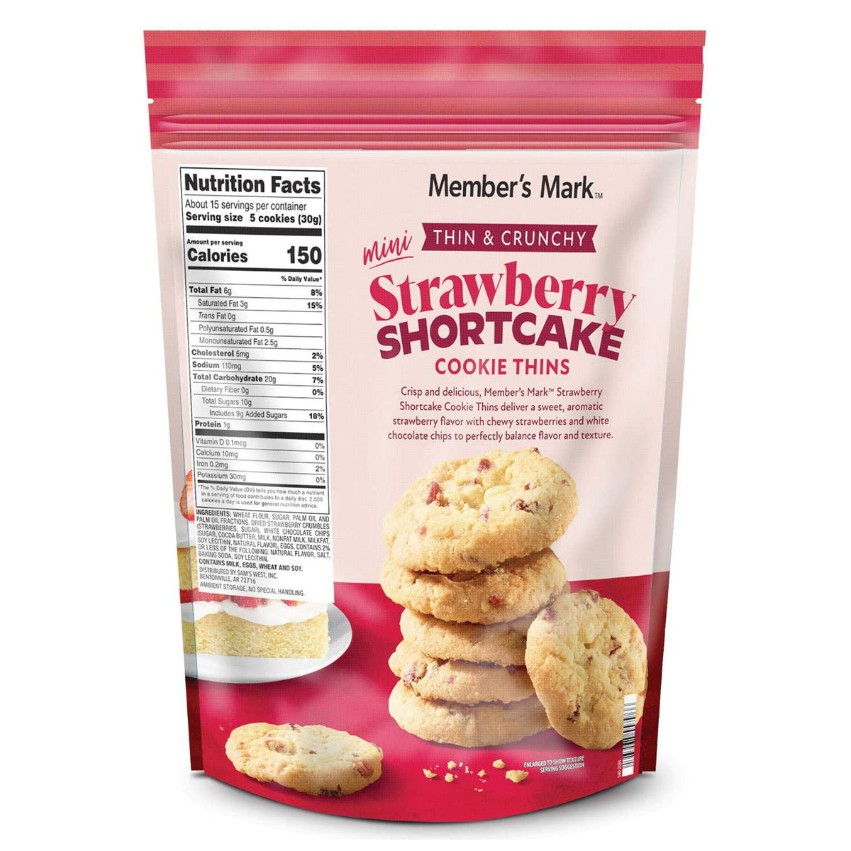 Member's Mark Mini Strawberry Shortcake Cookie Thins, 16 oz.