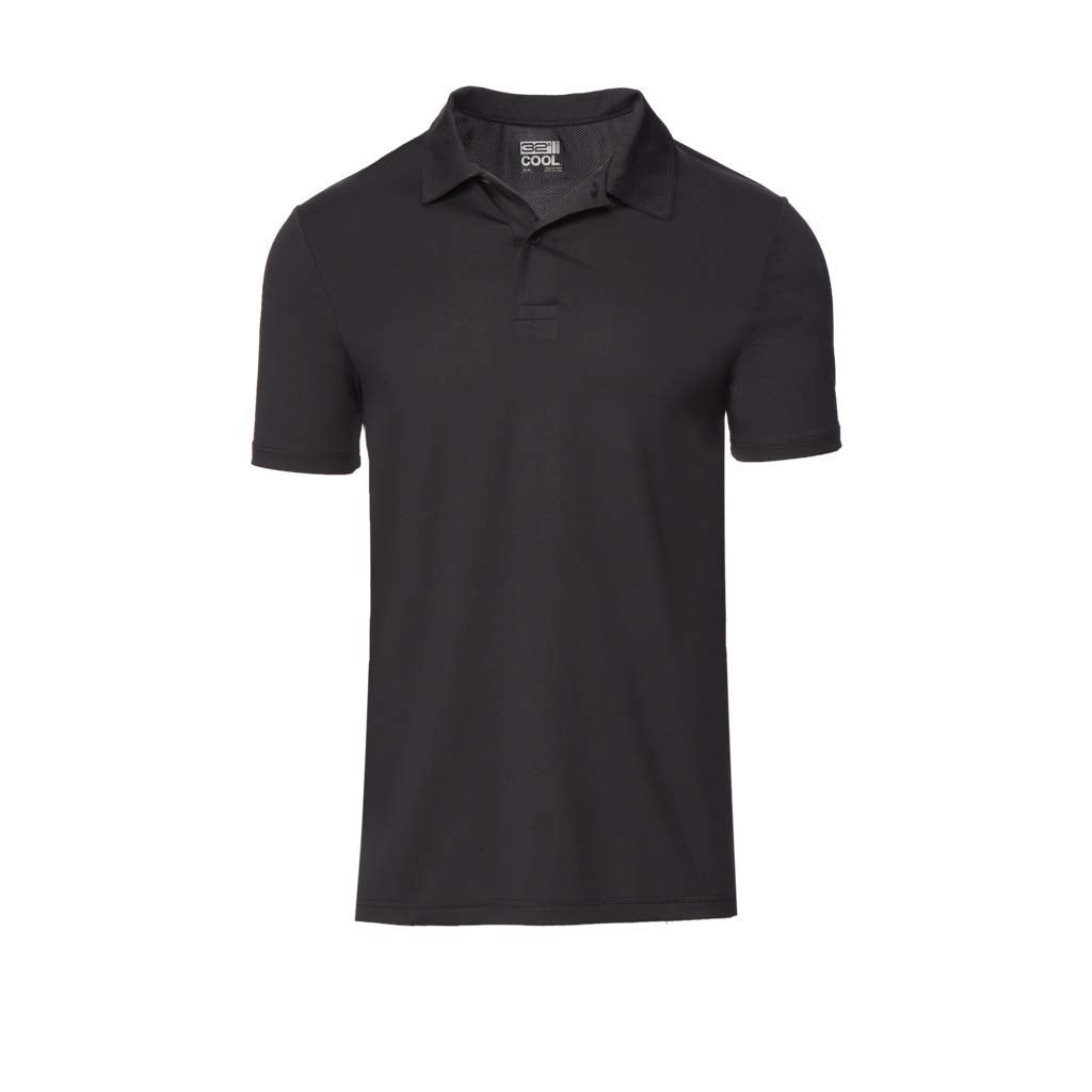 32 Degrees Mens Wicking Golf Performance Polo Shirt, Black-, Medium