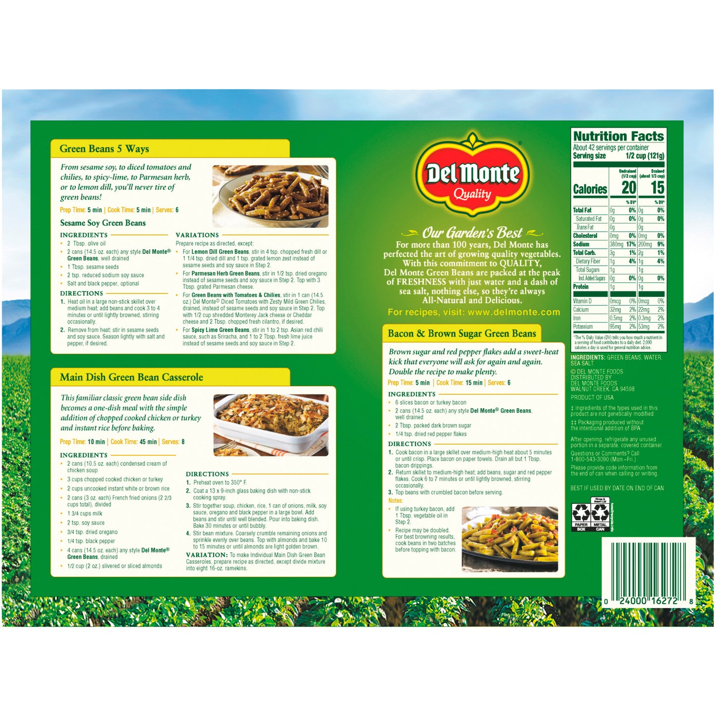 DEL MONTE CUT GREEN BEANS 12/14.5 OZ
