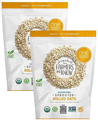 Gourmet Kitchn One Degree Organic Sprouted Rolled Oats, 2 Pack (5 lb Each Pouch, 10 lbs Total) - Family Size - Gluten-Free, Non-GMO, Plant-Based, Vegan