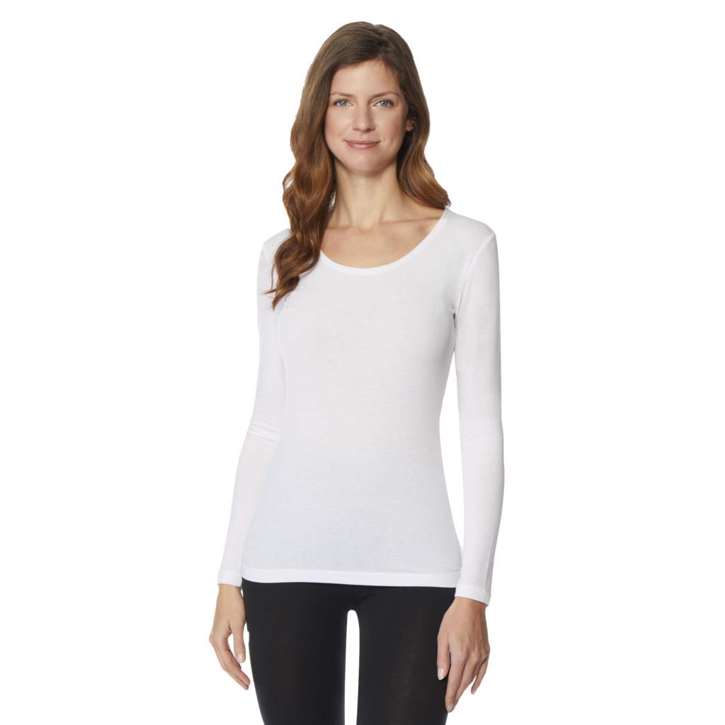 Womens Heat Plus Baselayer Top, White, XLarge