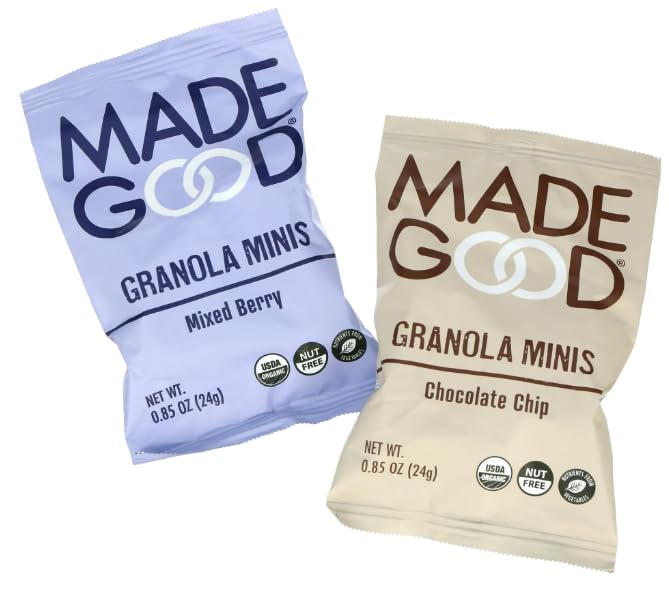 Made Really Good Granola Minis, Chocolate Chip and Mixed Berry, 24 Pouches, USDA Organic, Nut Free