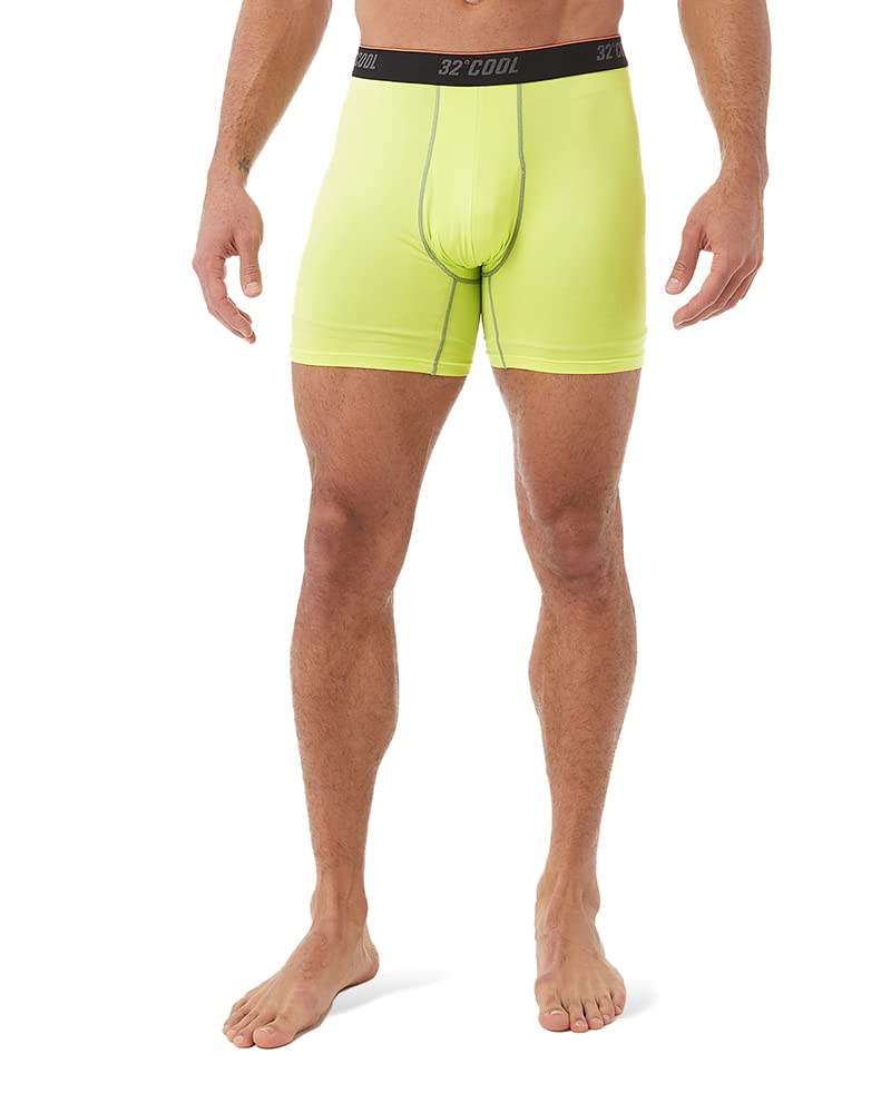 32 Degrees Men’s Cool Active Boxer Brief | Anti-Odor | Moisture Wicking | Elastic Waistband | Functional Fly, Citrus Blast, Medium