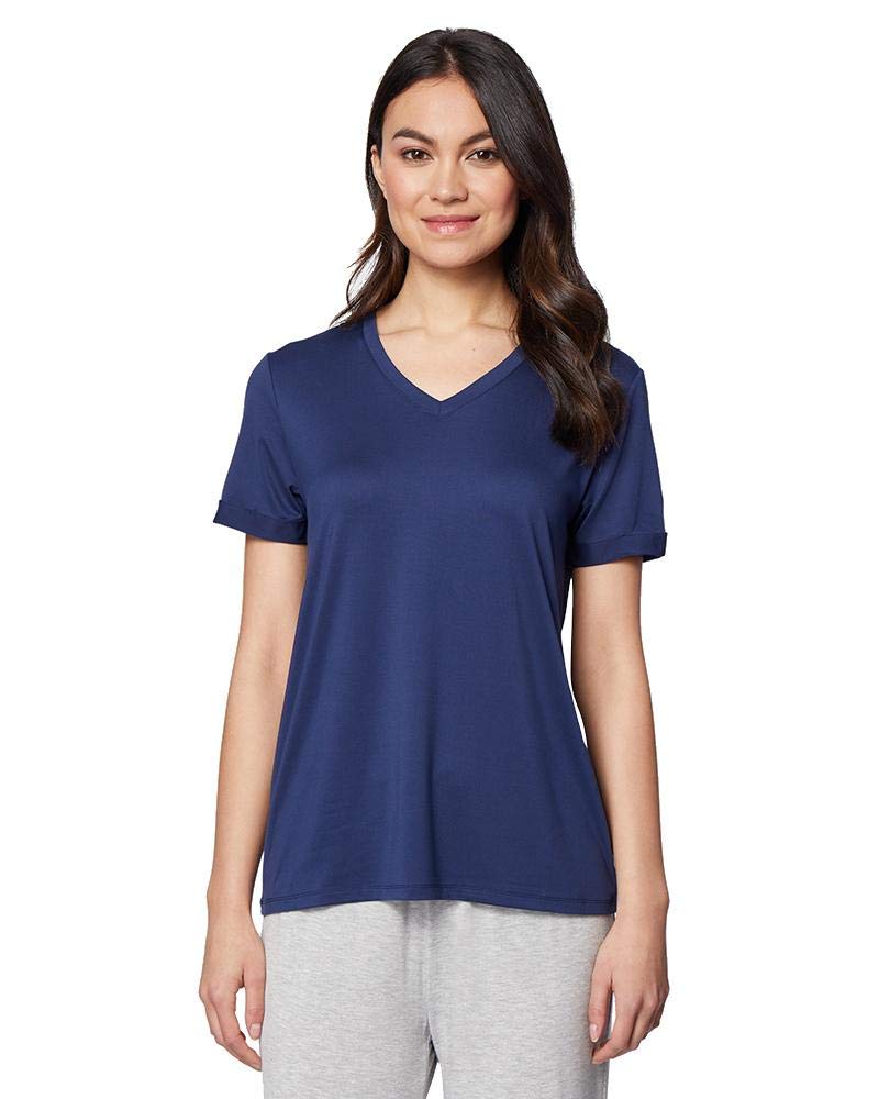 32 Degrees Cool Women’s Soft Comfy Wicking Relaxed Sleep Tee, Inky Indigo, X-Small