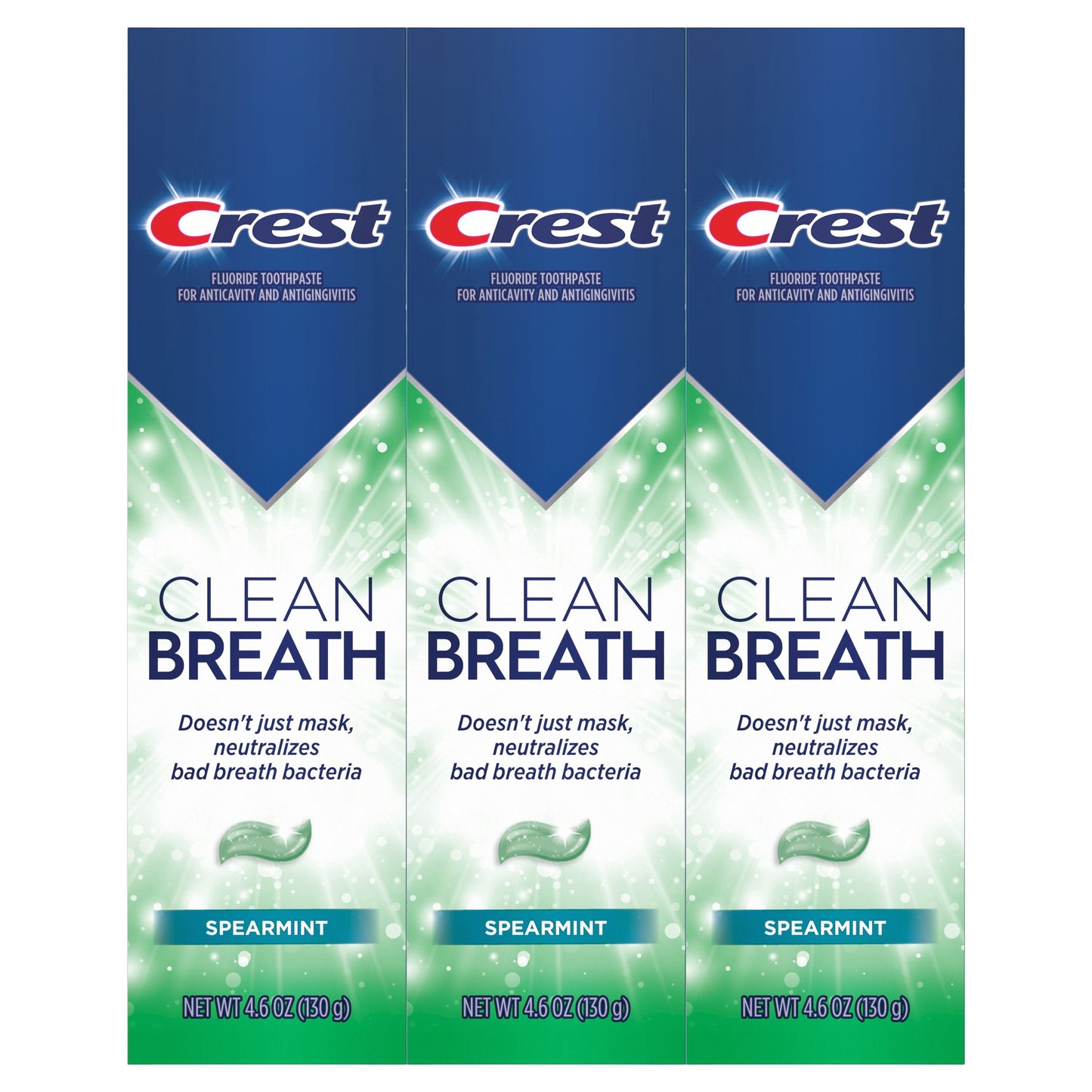 Crest Plus Clean Breath Spearmint Toothpaste, 4.6 oz., 3 pk.