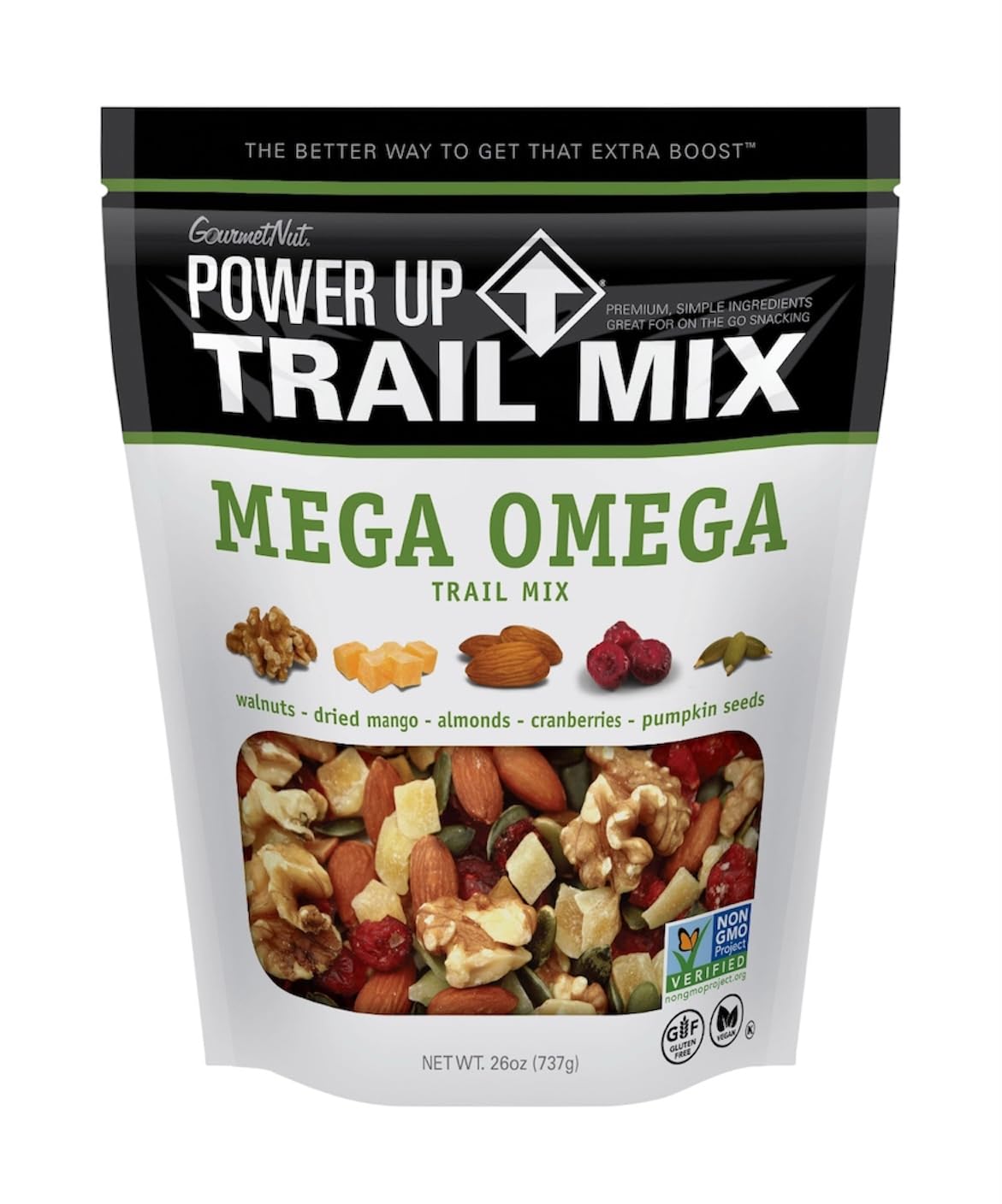 Power-Up Trail Mix, Mega Omega - Kosher (1 Pack of 26 oz)