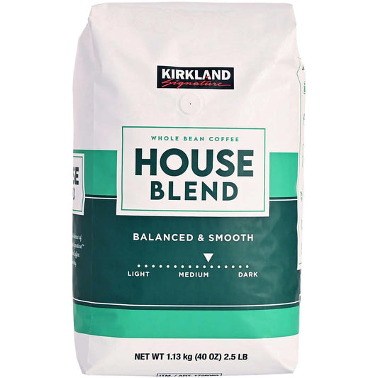 Kirkland Signature Balanced and Smooth House Blend Whole Bean Coffee, Medium Roast - 40 Ounce