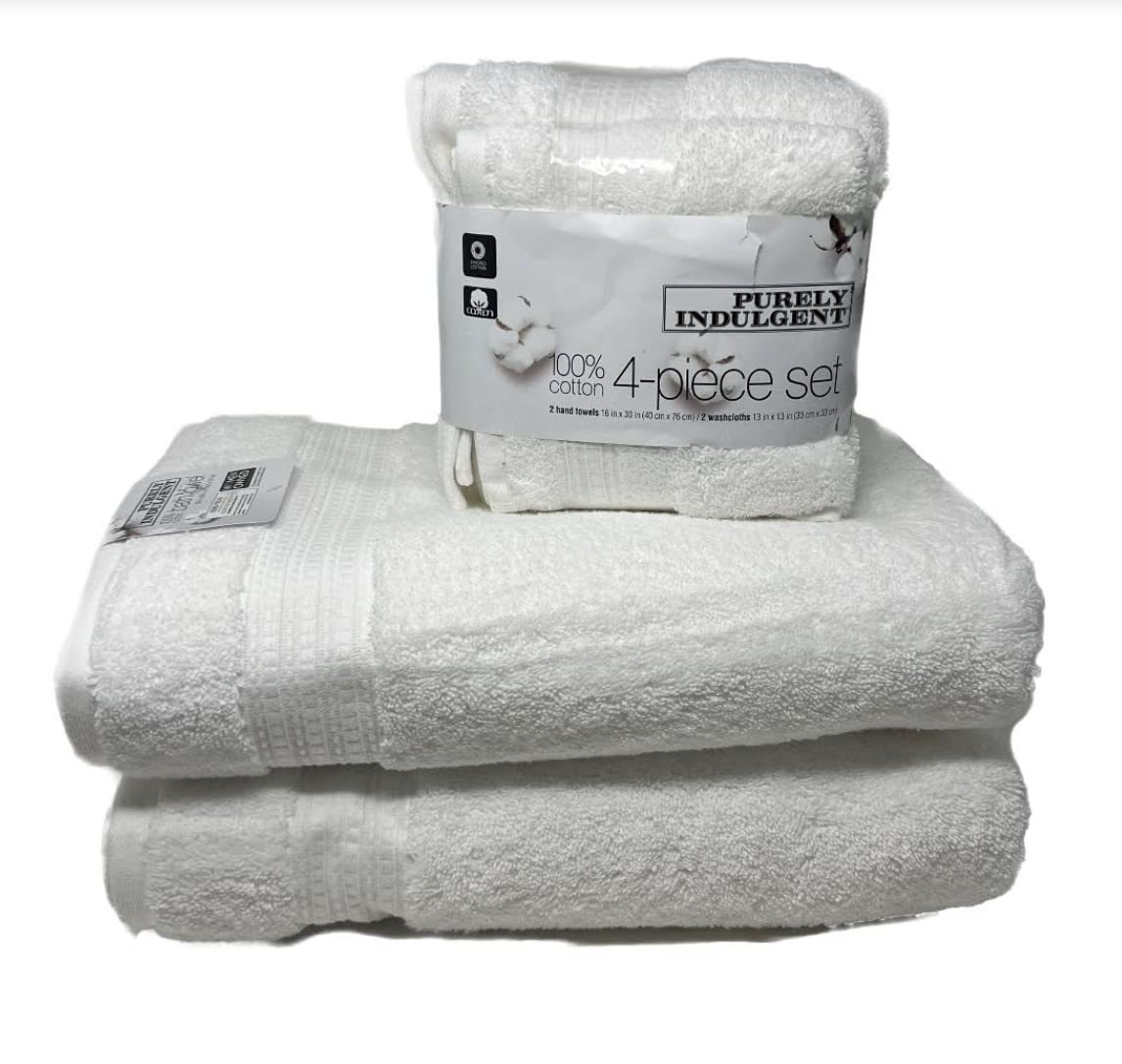 Purely Indulgent 100% HydroCotton | Includes: 2 Luxury Bath Towels, 2 Hand Towels & 2 Washcloths | Quality, Ultra Soft Towel Set | 6 Piece Set (White)