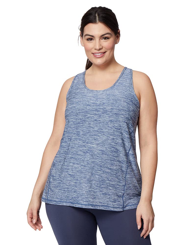 32 DEGREEES Women’s Cool Racerback Tank | Lightweight| Quick Dry | Loose Fit, Xenon Blue Space Dye, Small