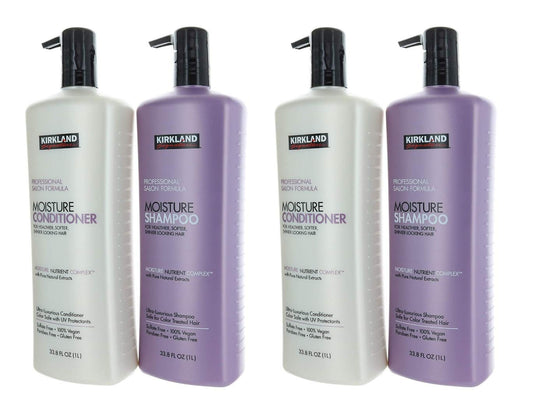 Kirkland Signature Professional Salon Formula Shampoo & Conditioner Bundle- Includes Two Moisture Shampoo and Two Conditioner, (33.8 Fl. Oz Each)