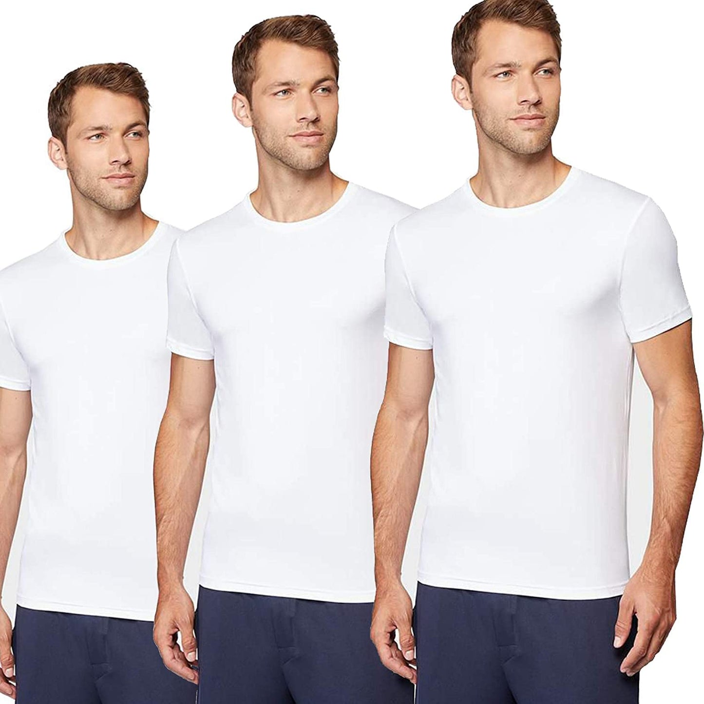 32 DEGREES Cool Men's Tee Shirt Short Sleeve Quick Dry Crew Neck Tee (XXL, White-3pack)