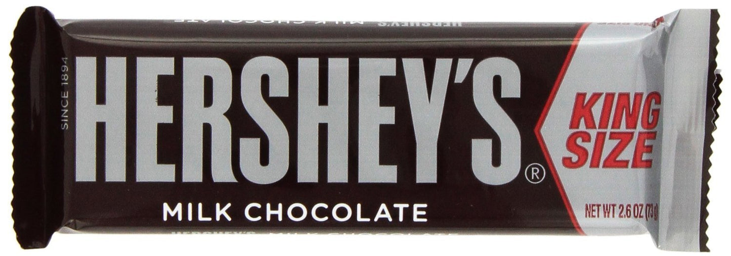 Hershey's King Size Milk Chocolate Bar (2.6 Ounce, 18 Count) (2 Pack)
