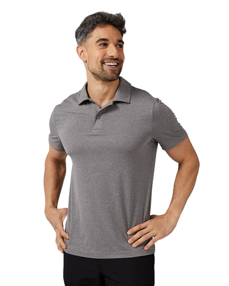 32 Degrees Men's Cool Classic Polo| Slim Fit | Moisture Wicking | 4-Way Stretch |Golf | Tennis, Grey Heather, X-Large