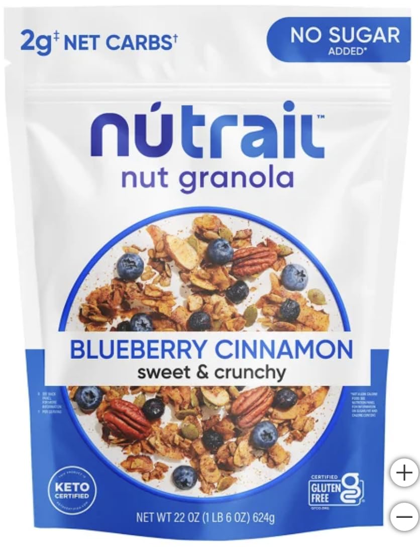 LOW CARB Keto Nut Granola, Blueberry Cinnamon, 22oz (642g)