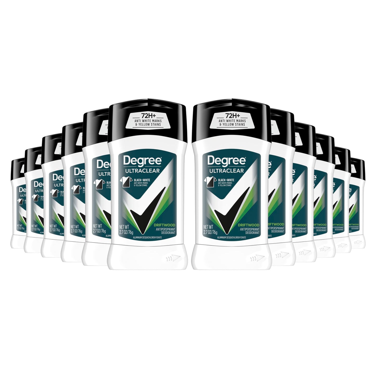 Degree Men UltraClear Antiperspirant Deodorant Black+White, Pack of 12, 72-Hour Sweat and Odor Protection Antiperspirant For Men With MotionSense Technology 2.7 oz