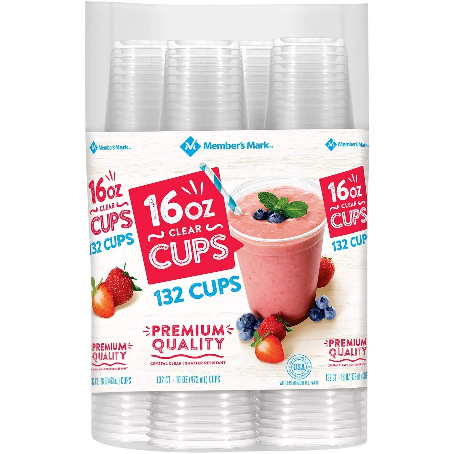 Birsppy Member's Mark Clear Plastic Cups (16 Ounce,132 Count)