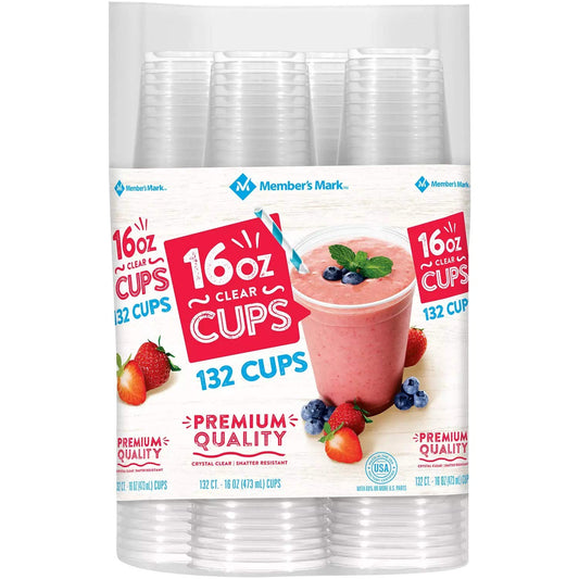 Birsppy Member's Mark Clear Plastic Cups (16 Ounce,132 Count)