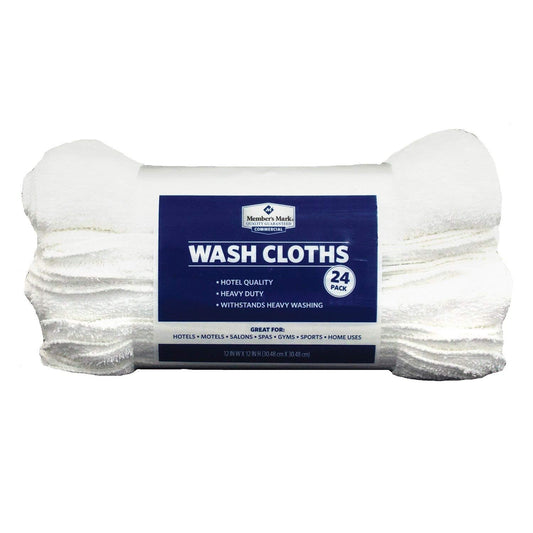 Member's Mark Commercial Washcloth, White (Set of 24)