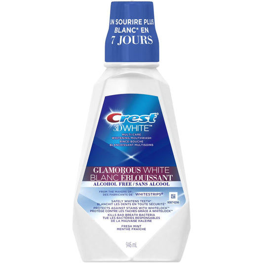 Crest Mouthwash Glamorous White Alcohol-Free 32 Fl Oz (Pack of 2)