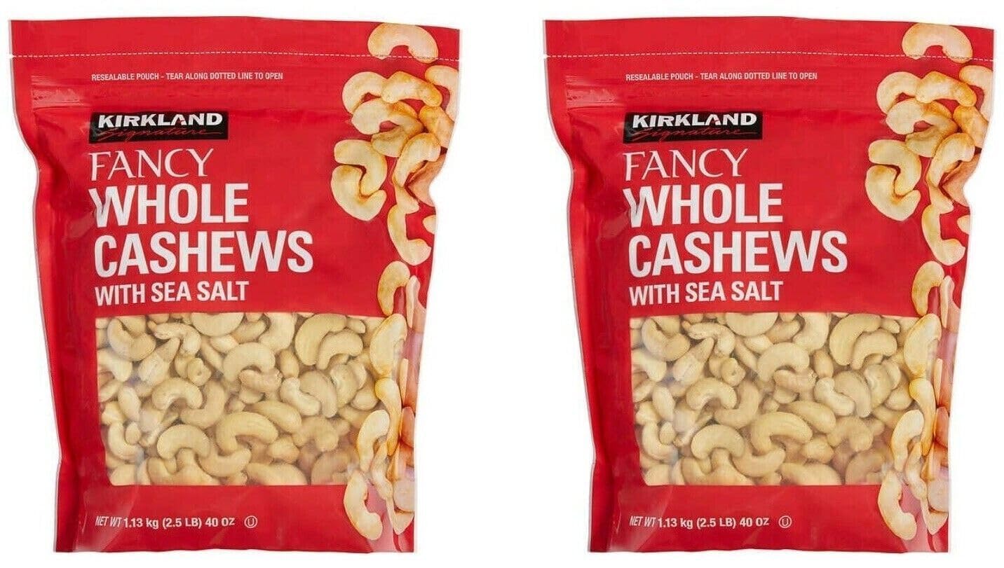 Kirkland Signatureâ„¢ Whole Cashews 2.5 lb. Jars, Fancy Grade Mother's Day Gift, 2.5 Pound (Pack of 2)
