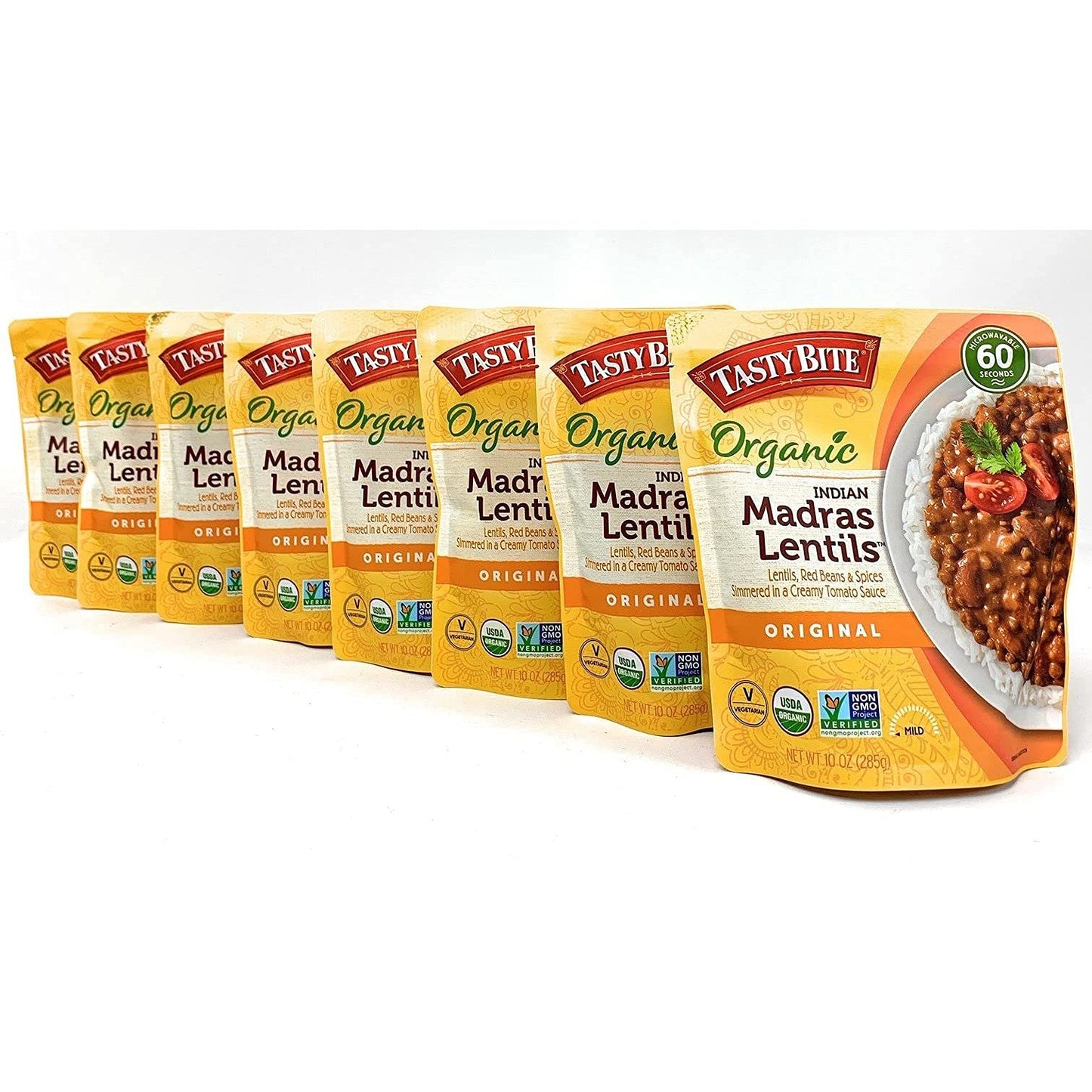 Tasty Bite ORGANIC Tasty Bite Indian Madras Lentils (8 x 10 oz Pouches) - SET OF 10