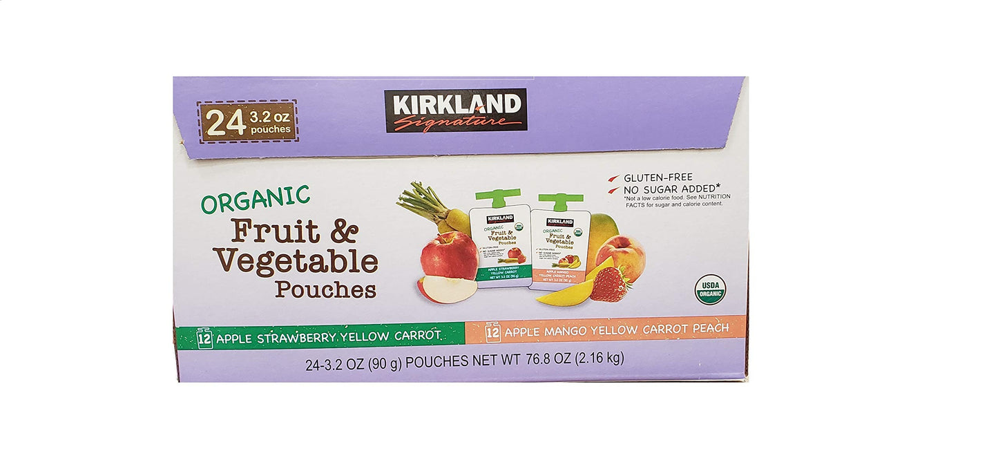 Kirkland Signature Organic Fruit & Vegetable Pouches, 3.2 Ounce (Pack of 24) - Packaging May Vary