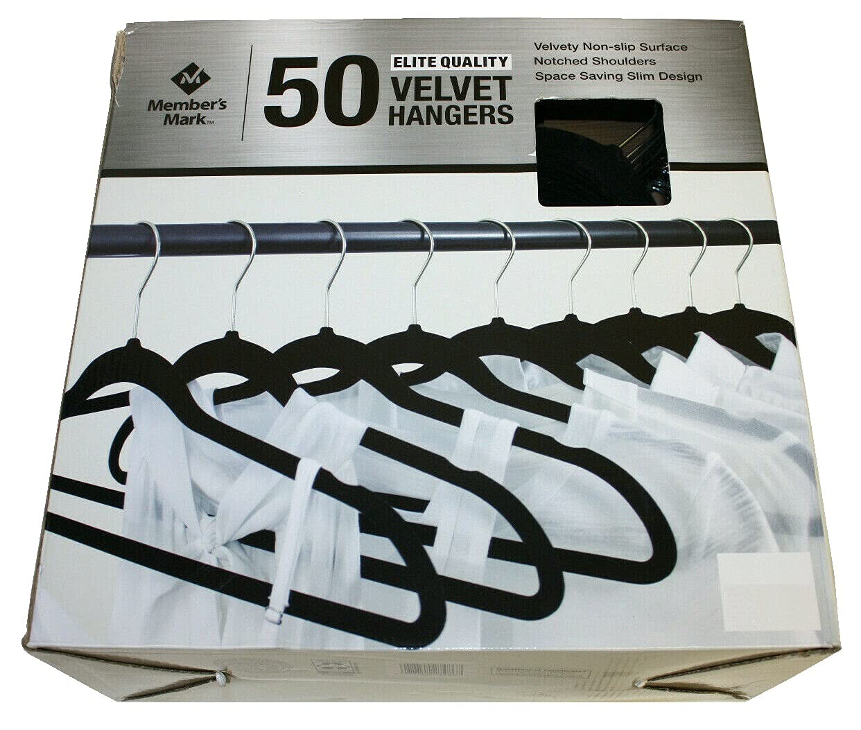 Member's Mark Elite-Quality Black Velvet Hangers with Chrome Hooks (Pack of 50)