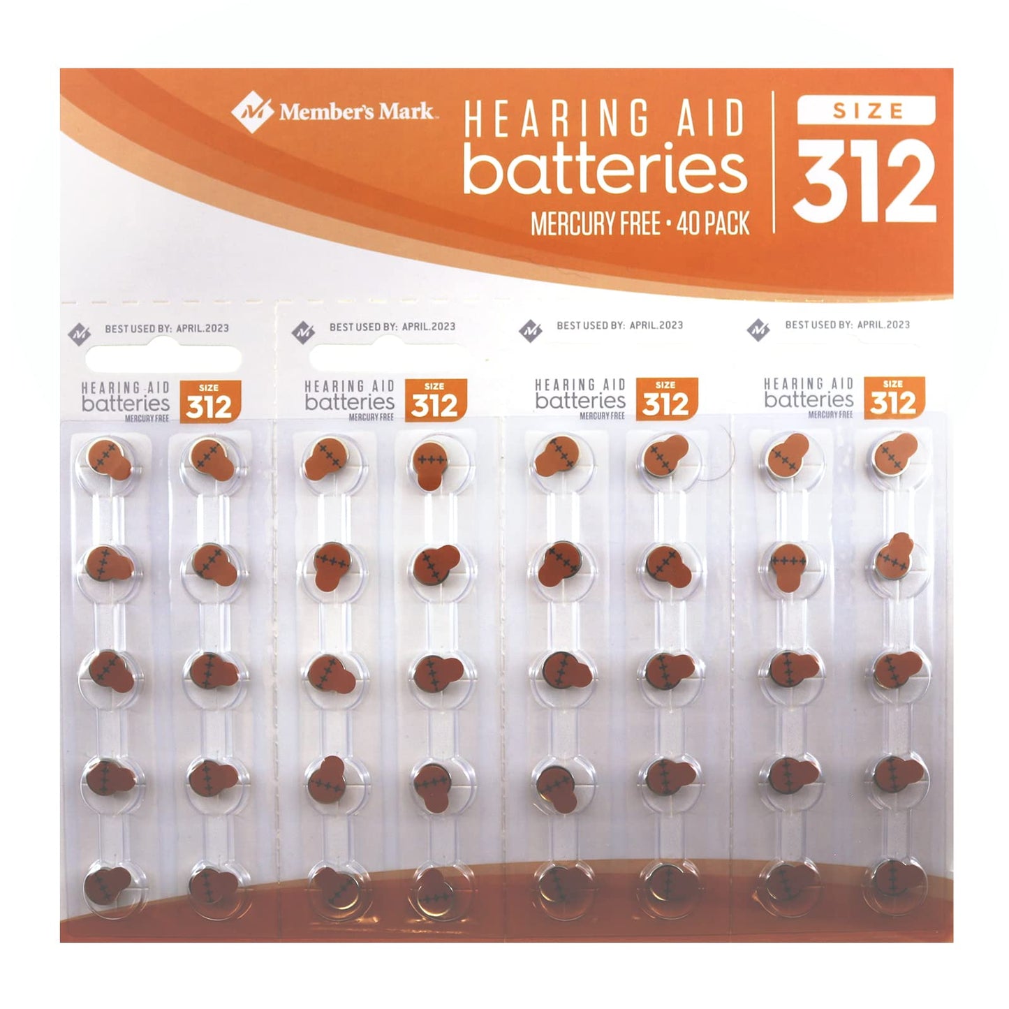 Members Mark Hearing Aid Batteries, Size 312 (40 Count)