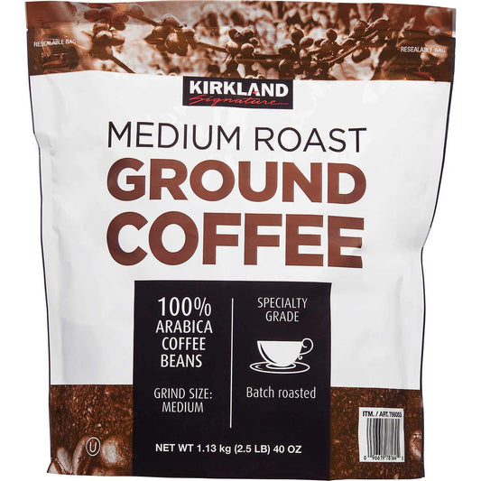 Kirkland Signature Medium Roast Coffee 100% Ground Arabica Coffee Beans (Kosher), 2.5 lbs