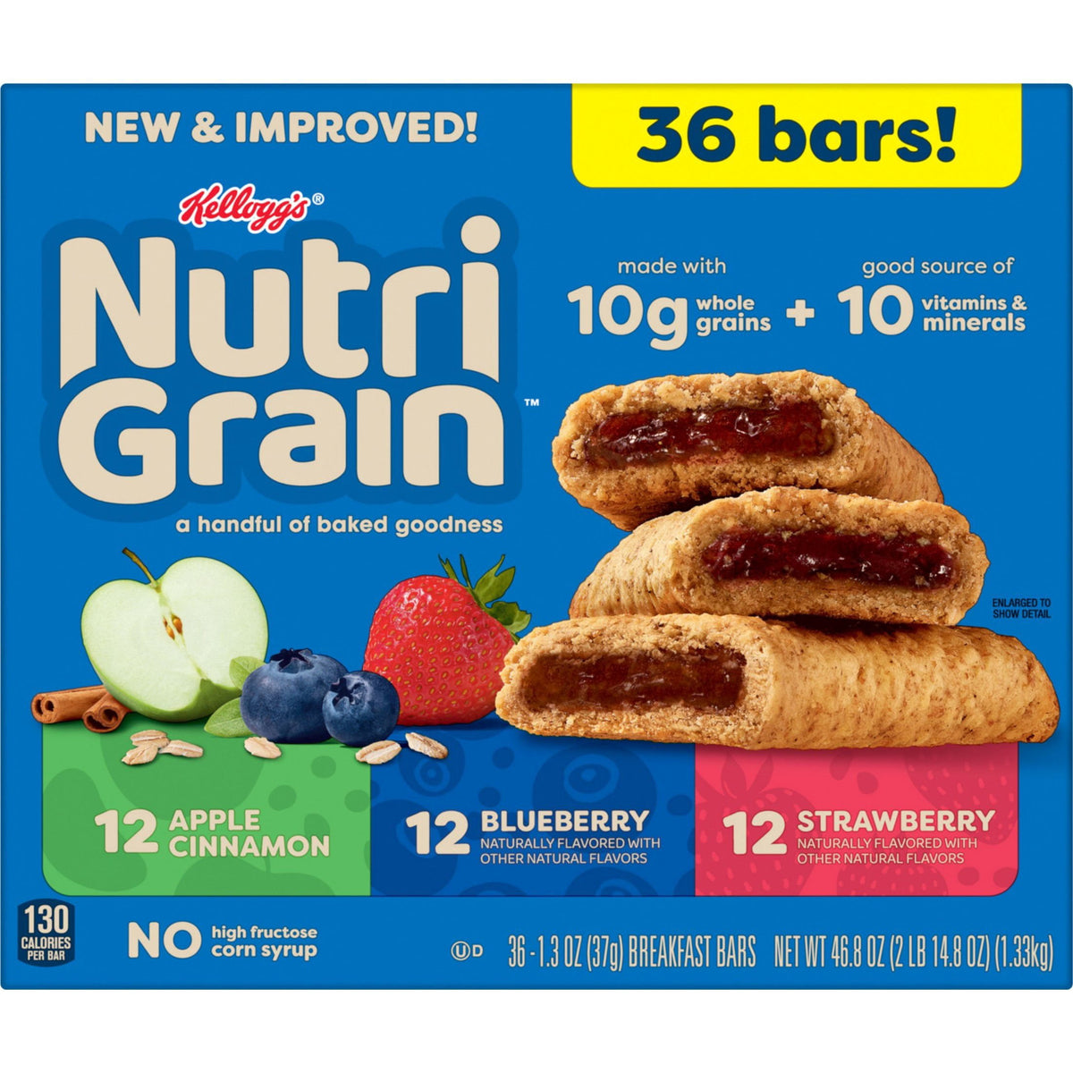 Nutri-Grain Breakfast Bars Variety Pack, 1.3 oz., 36 pk.