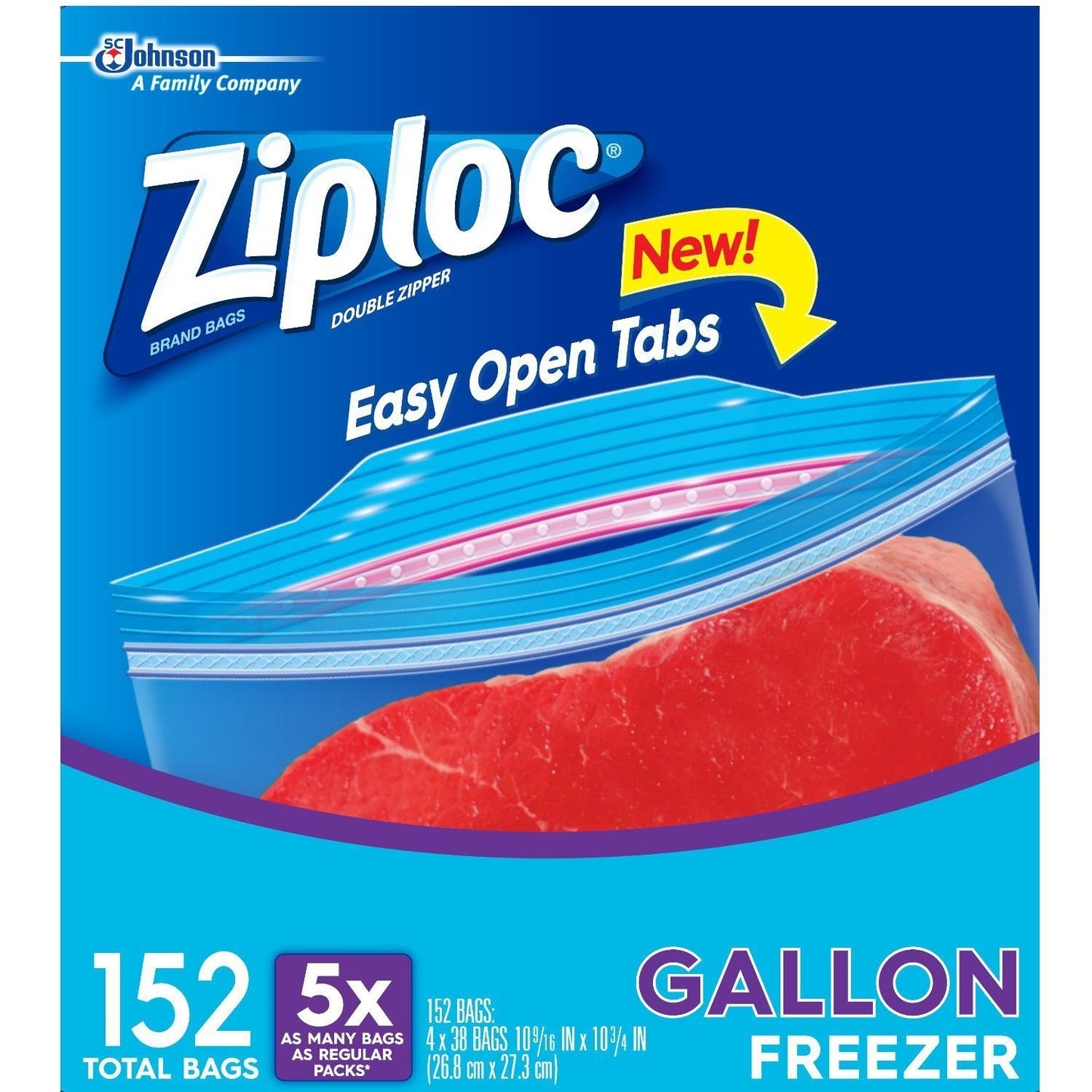 Ziploc Double Zipper Freezer Gallon Bags, Total: 152 Count (Pack of 1)
