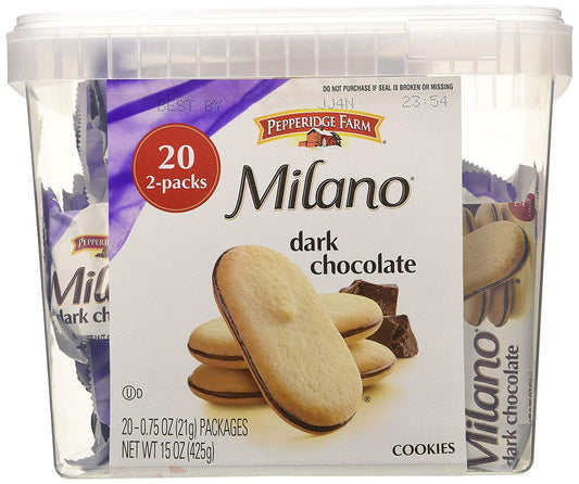 Pepperidge Farm Milano Dark Chocolate Cookies, 2 Cases of 20 Bags