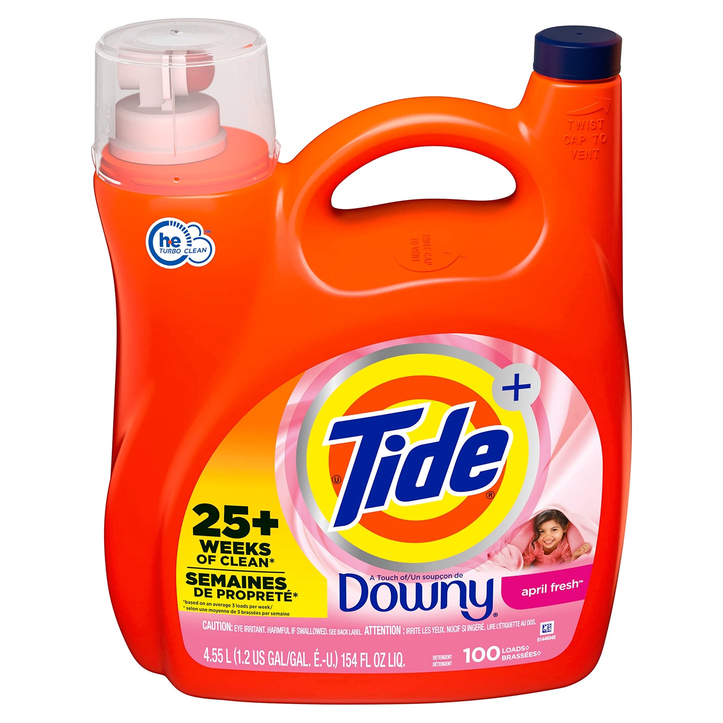 Tide Liquid Laundry Detergent with A Touch of Downy, April Fresh, 100 Loads 154 Fl Oz