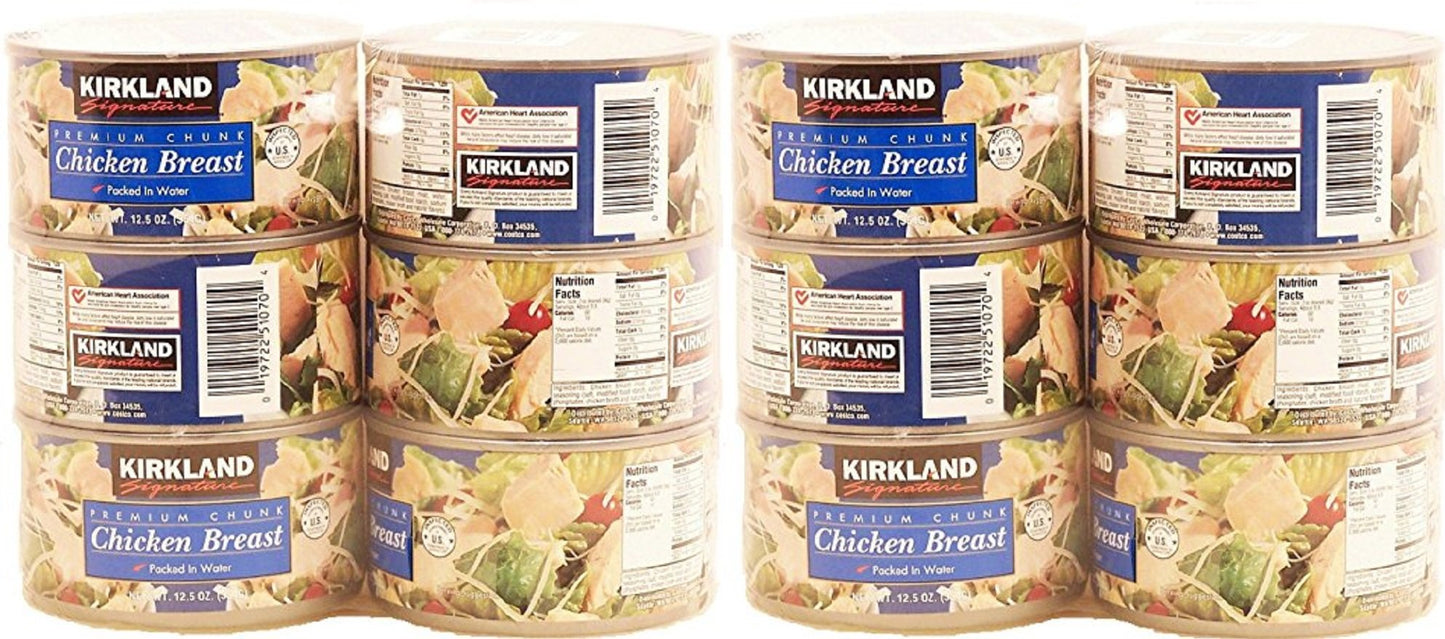 Kirkland Signature Premium Chunk Chicken Breast Packed in Water rwEMeU, 2Packs (12.5 Ounce, 6 Count )