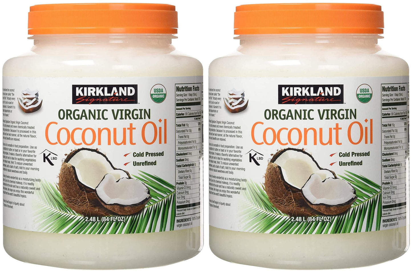 Kirkland Signature Organic Coconut Oil 84 Fl. Oz. Pack of 2