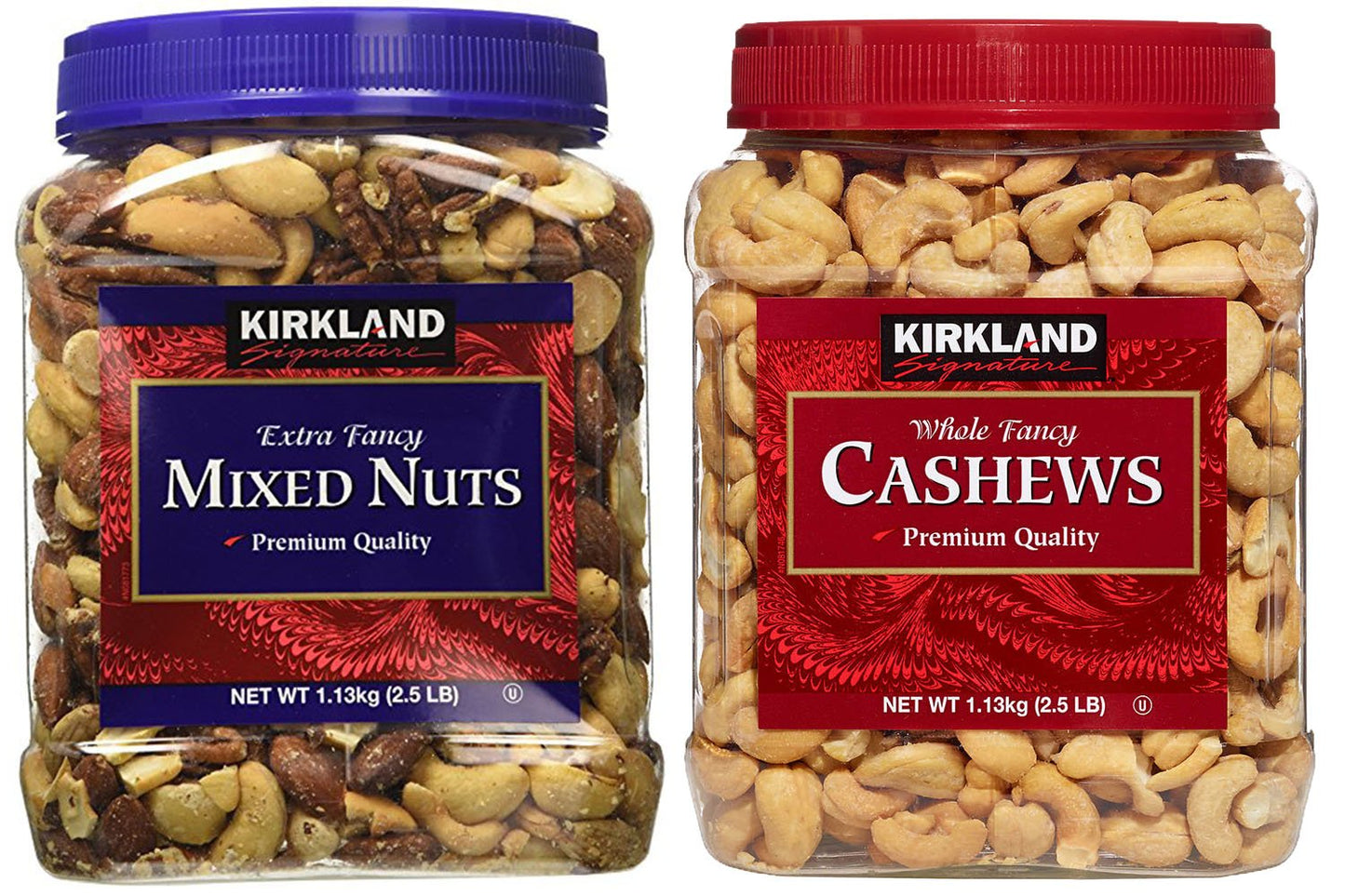 Kirkland Signature Mixed Nuts and Cashews Bundle - Includes Kirkland Signature Fancy Mixed Nuts (2.5 LB) and Whole Fancy Cashews (2.5 LB)