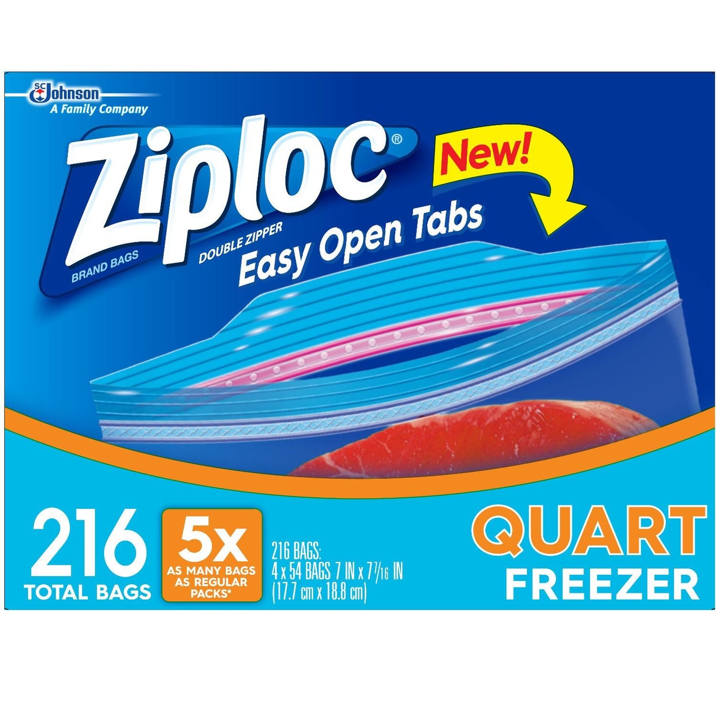 Ziploc Double Zipper Freezer Bags - Quart - 4/54 Count