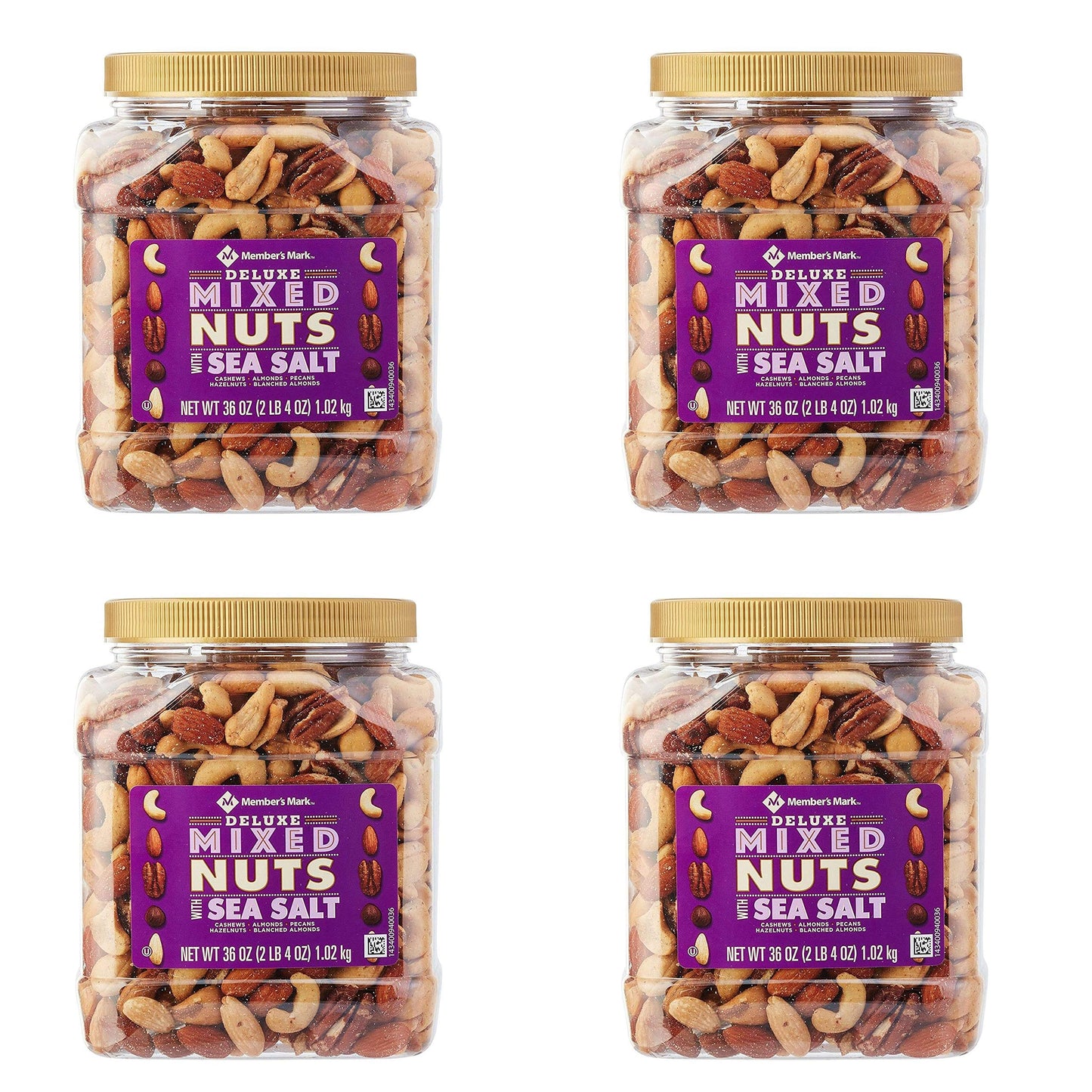 Member's Mark Deluxe Roasted Mixed Nuts With Sea Salt (34 Oz.) Pack of 4