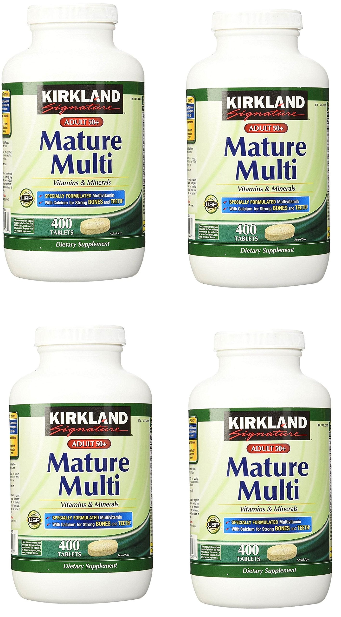 Kirkland Signature Mature Adult Multi Vitamin Tablets, 4 Package (400 Count)