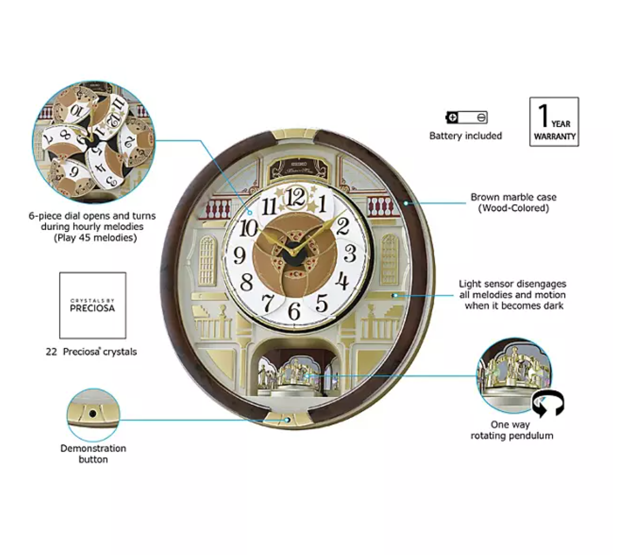 Seiko Melodies in Motion 2024 Musical Wall Clock, Limited Edition Quartz Movement Exclusive