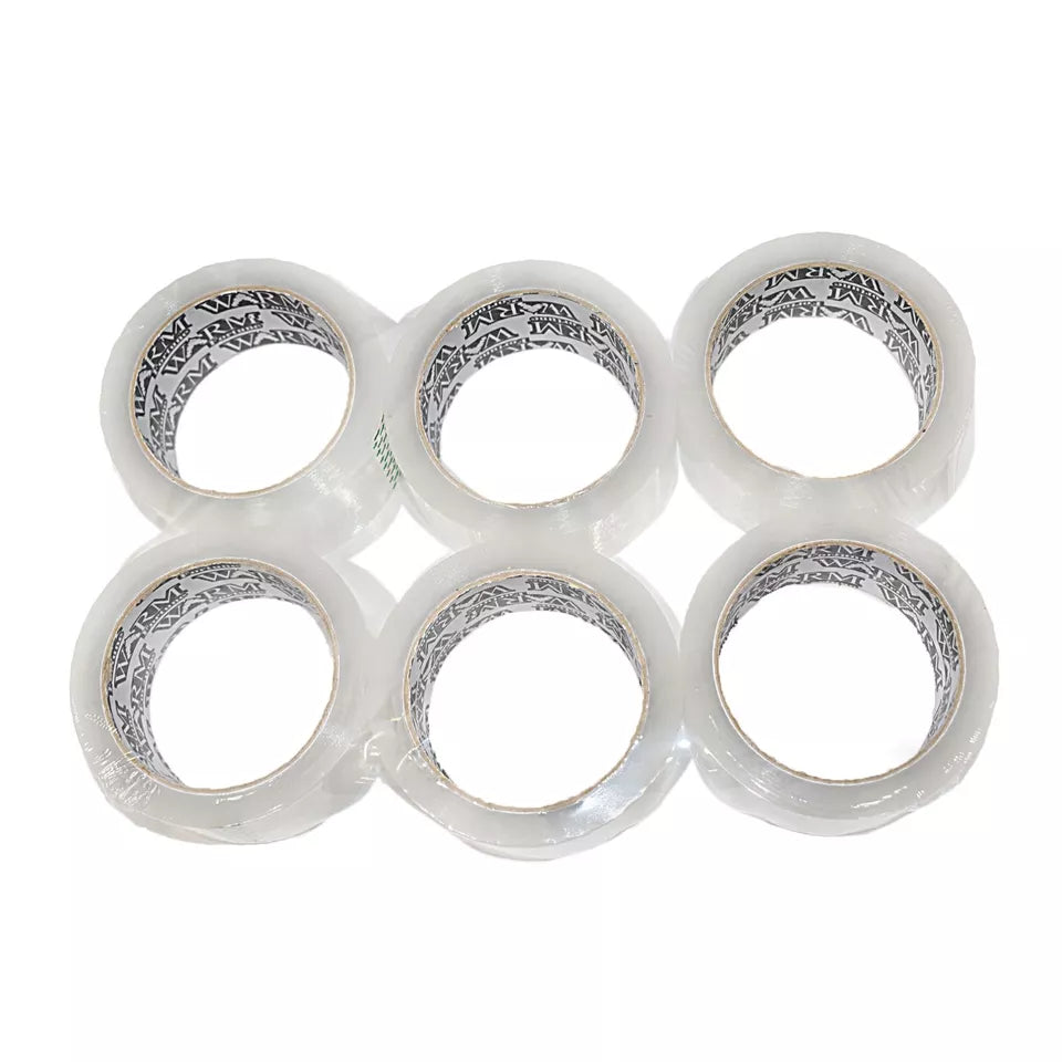 Warm Fortune Carton Sealing Clear Packing Tape Box Shipping, 2"x55 110YD 2.4mil (6 Rolls)
