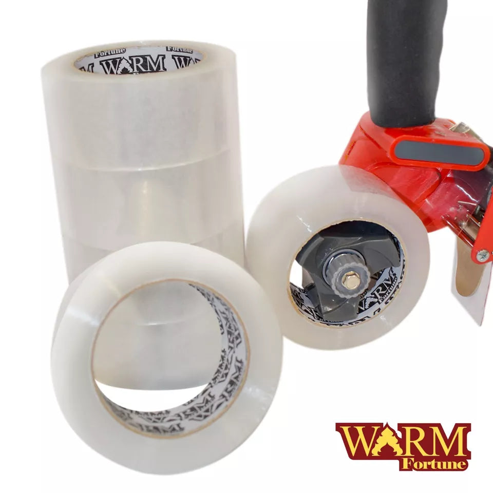 Warm Fortune Carton Sealing Clear Packing Tape Box Shipping, 2"x55 110YD 2.4mil (6 Rolls)